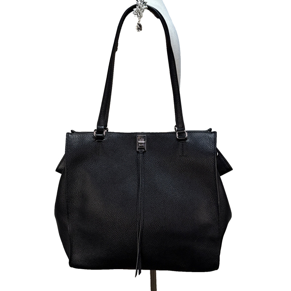 Rebecca Minkoff  Black Pebble Leather Darren Tote Bag Large Shoulder Purse Lined